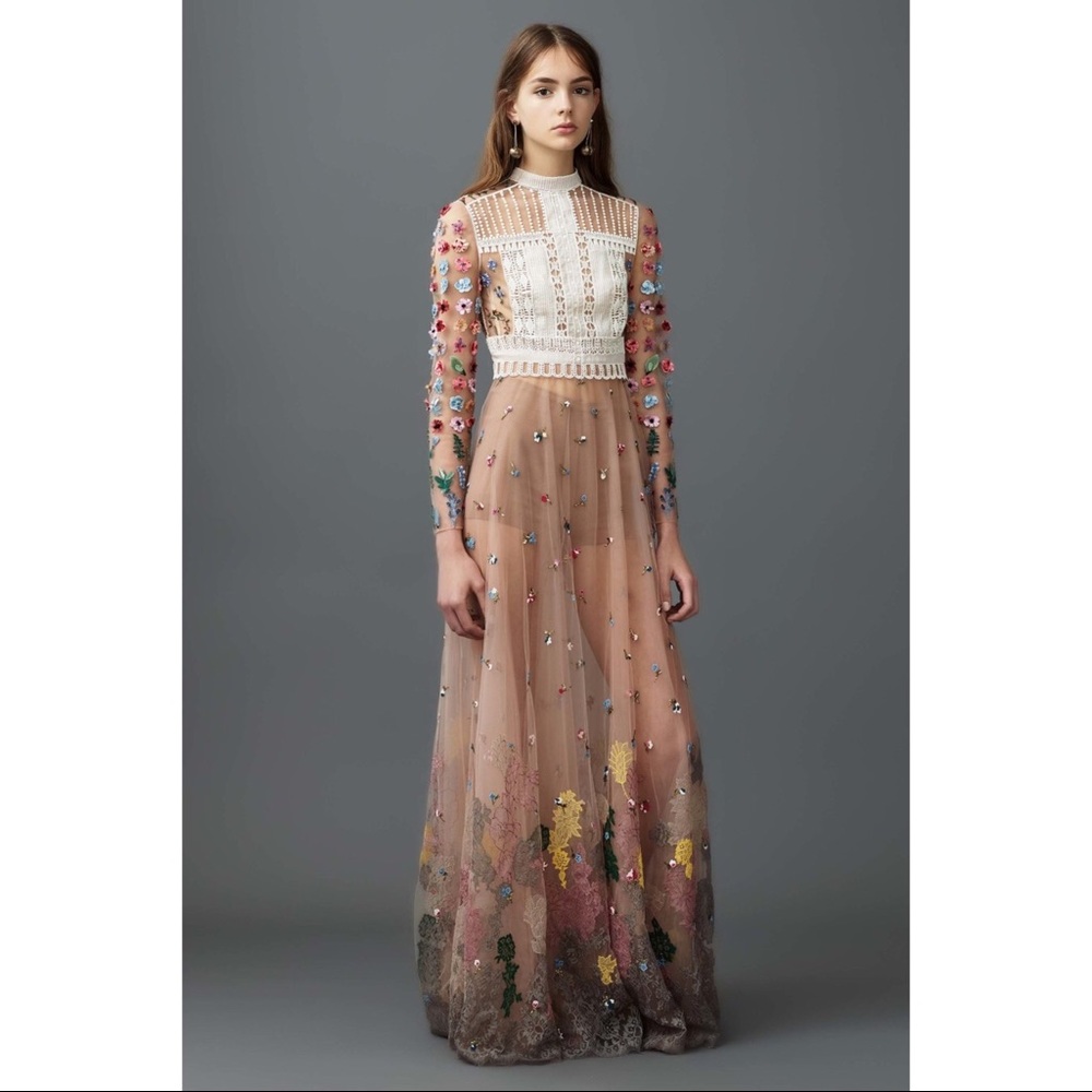 VALENTINO COUTURE FLORAL BEADED WEDDING DRESS